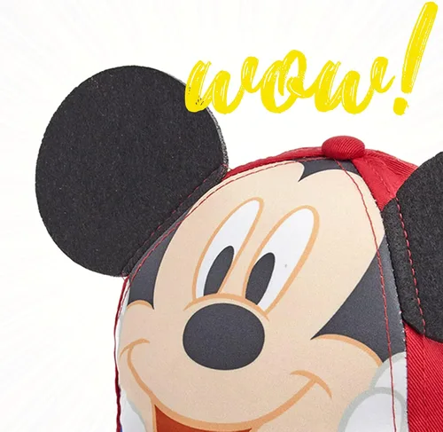 Vista 4 de Disney Gorra de béisbol de algodón Mickey Mouse para niños de 12 a 24 meses y 2 a 4 años color rojo y azul