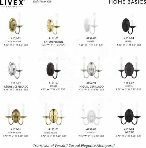 Vista 6 de Livex Lighting 4151-04 Home Basics Aplique de Pared Negro de 1 Luz