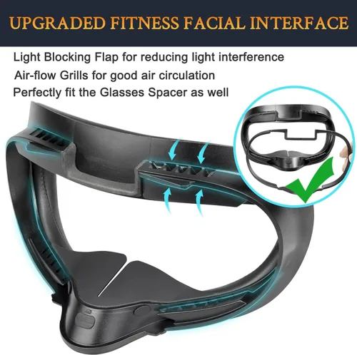 Vista 3 de SOULWIT 1Pcs Face Cushion Cover (Facial Interface) Replacement Kit for Oculus Quest 2, Softer Protein Leather + Cooling Gel, Anti-Leakage Nose Pad
