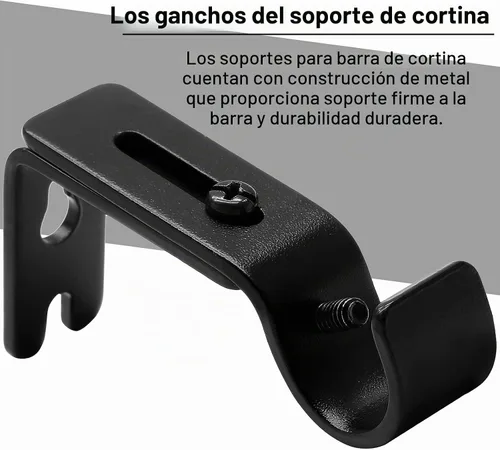 Vista 2 de 4 soportes ajustables para barra de cortina, 5/8-3/4 pulgadas Negro