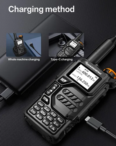 Vista 2 de QUANSHENG UV-K5 - Radio de mano de doble banda de 5 W, radio bidireccional para adultos, recepción de banda de aire (AM/FM), alerta meteorológica
