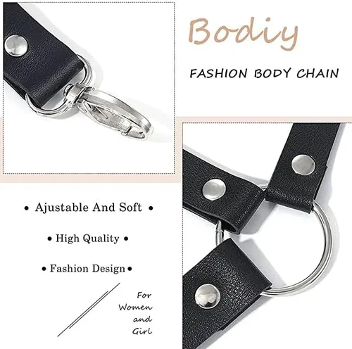 Vista 7 de NBMARLS Men Half Body Chest Belt Adjustable Leather Belts Buckles Sexy Punk Chest Belt