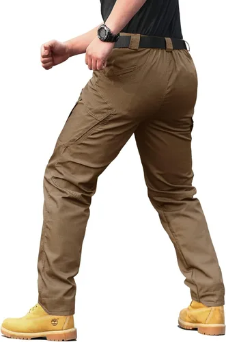 Vista 4 de solo soplo Men's Work Tactical Pants Water Repellent Lightweight Cargo Trousers Casual