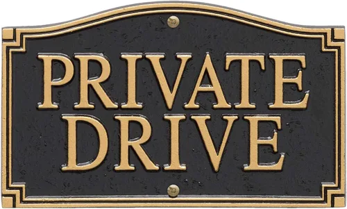 Vista 2 de Whitehall Productos Private Drive Pared/Placa de declaración de césped, negro/dorado