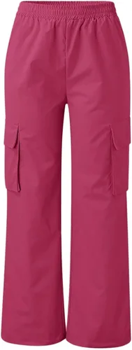 Vista 5 de Pantalones cargo para mujer con cordón de cintura baja y pierna ancha, pantalones de entrenamiento casuales de verano, pantalones ligeros y elegantes
