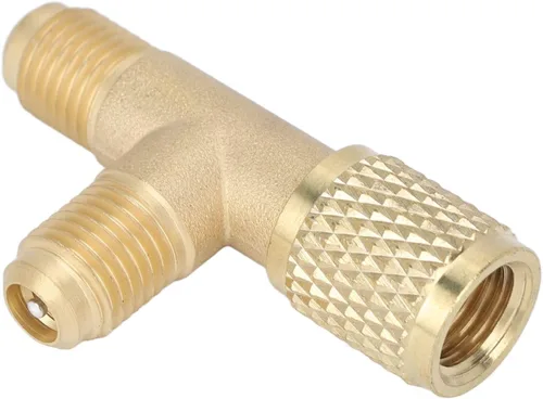 Vista 7 de 1/4 in válvula acoplador rápido adaptador en T, acoplador rápido acceso Tee HAVC vacío Tee adaptador de la camiseta refrigerante adaptador