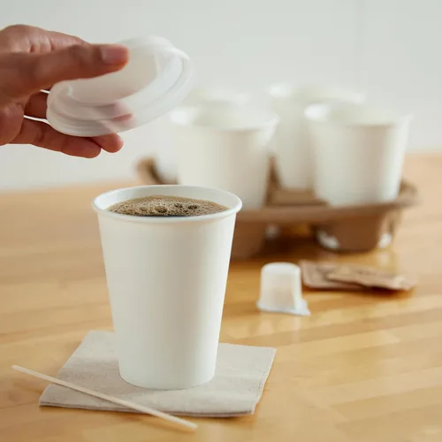 Vista 5 de Amazon Basics Tazas de café desechables, 10 onzas, papel, 1000 unidades (paquete de 1), color blanco