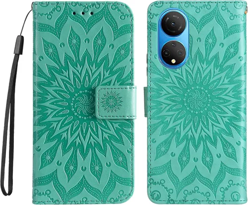 Vista 11 de Funda para Honor X7, diseño de flores de sol de piel de primera calidad con función atril y cierre magnético