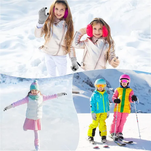 Vista 7 de 4 pares de guantes de punto para pantalla táctil de invierno para niños
