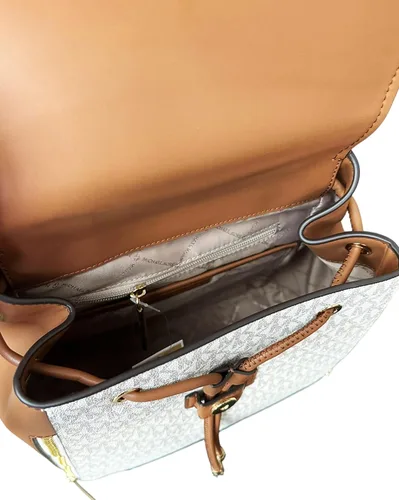 Vista 4 de Michael Kors Mochila Phoebe mediana con cordón para mujer, bolso de moda para adultos, Vainilla, Cordón
