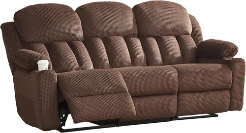 Vista 7 de Jocisland Sofá reclinable, sofá reclinable con portavasos, sofá reclinable de 3 plazas con respaldo de ala doble, cómodos sofás reclinables