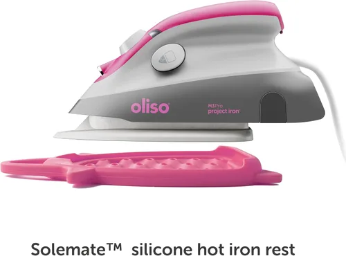Vista 5 de Oliso M3Pro Project Steam Iron with Solemate (Raspberry) + MultiMat Wool Pressing Pad 2pk