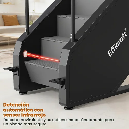 Vista 5 de EFFICRAFT Maestro de escalera comercial 90% premontado, máquina de ejercicios de escalada continua para cardio, maestro de escalera de 15 niveles