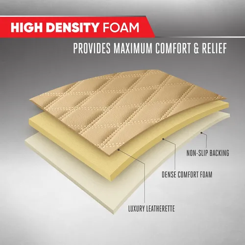Vista 6 de Motor Trend Funda para Asiento Trasero - Funda de Asiento Trasero de Cuero Sintético Beige con Costuras en Diamante para Coches, Camiones, SUV