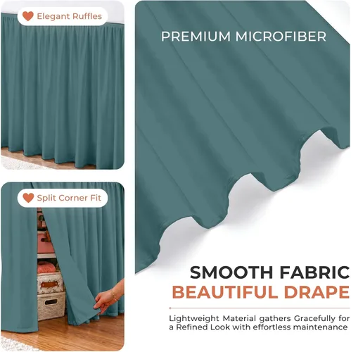 Vista 92 de Dorm Ruffle Twin XL 28" Drop Extra Long BedSkirt, Premium Brushed Microfiber Tailored Drop, Put On Elastic Long Dust Ruffle, Split Corner, Bedroom