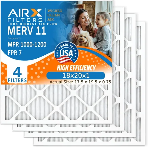 Vista 27 de AIRX FILTERS WICKED CLEAN AIR. Filtro de aire 10x20x1 MERV 11 electrostático plisado filtro de aire acondicionado paquete de 4 filtros de horno HVAC