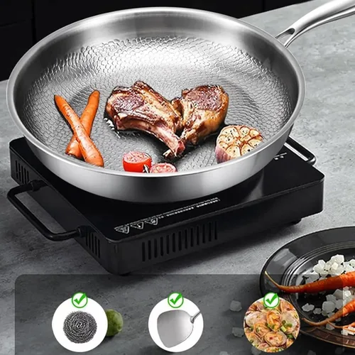 Vista 3 de Sartén martillada de titanio Pro con tapa, 2026 nueva olla de titanio de cocina de 10 pulgadas