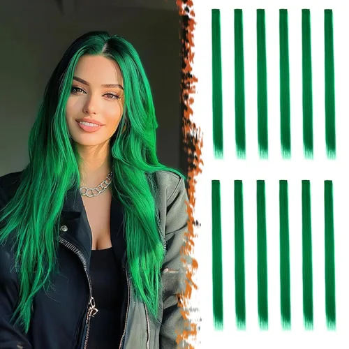 Vista 17 de BARSDAR Extensiones de cabello negro con clip, extensiones de cabello con clip de color para mujer, 22 pulgadas, 12 piezas, extensiones sintéticas