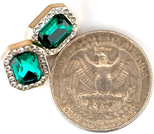 Vista 6 de Botones de costura de diamantes de imitación verde esmeralda 20 piezas - 12X10mm, 1/2