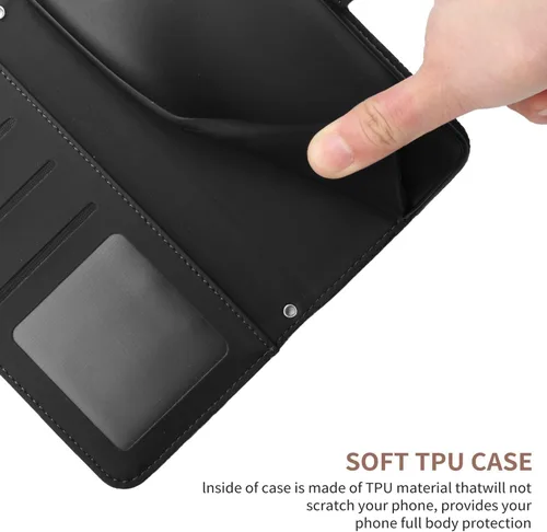 Vista 2 de Funda compatible con Realme P1 Pro, compatible con Realme 12 Pro / 12 Pro Plus con cierre magnético, soporte para tarjetas, color negro
