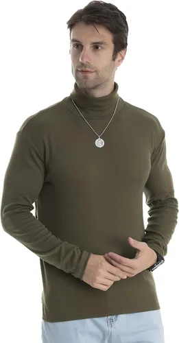 Vista 54 de Camiseta de manga larga para hombre, ajustada, ligera, con cuello de tortuga