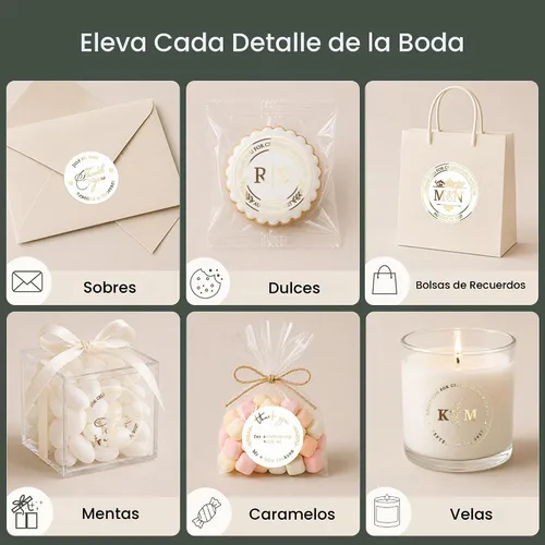 Vista 5 de Pegatinas de agradecimiento doradas de 2 pulgadas para sobres, sellos de Personalizado, Monograma, Transparente, Impermeable, Vinilo, Personalizado