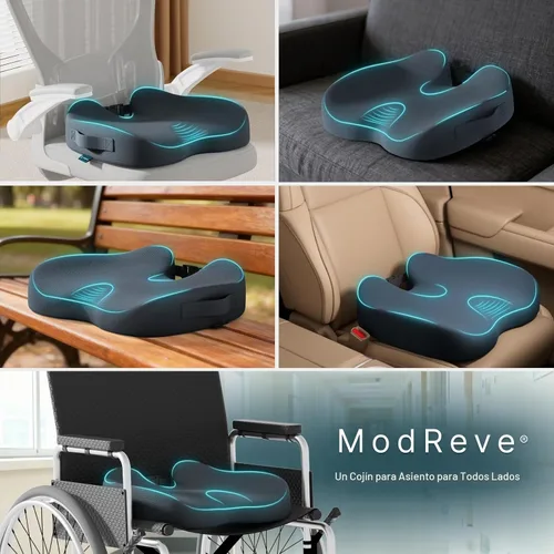 Vista 7 de Cojín de asiento de espuma viscoelástica para aliviar el dolor de Gris