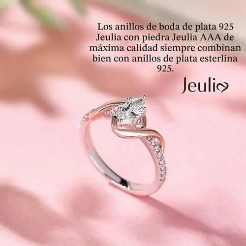 Vista 4 de Jeulia "An Encounter with Myself - Anillo de plata de ley de corte marquesa, anillo de compromiso de aniversario, regalo del día de San Valentín