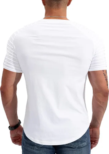 Vista 3 de Pinkbomb Camisetas musculares para hombre, de manga corta, para entrenamiento, gimnasio, ajustadas, para hombre