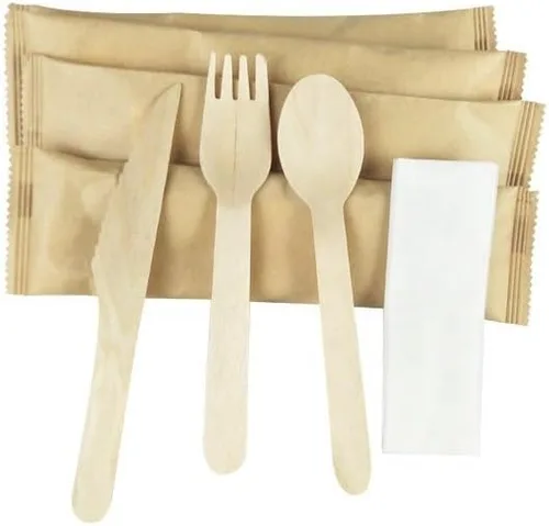 Vista 5 de presenta 50 tenedores desechables de bambú envueltos individualmente: calidad de restaurante, a base de plantas, resistentes, eleva tu experiencia