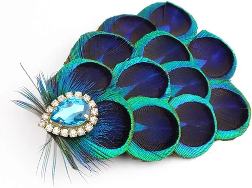 Vista 9 de Fascinator - Pinzas para el pelo con plumas de pavo real, diadema art déco, accesorios de los años 20 para mujer 04Blanco