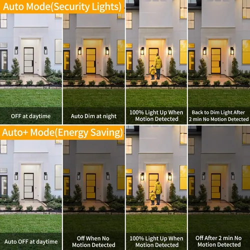 Vista 2 de Paquete de 2 luces para exteriores con sensor de movimiento, lámparas de pared actualizadas del atardecer al amanecer, luces de pared con sensor
