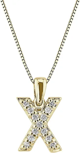 Vista 40 de Collar colgante con letra inicial de diamantes en oro amarillo de 14k (1/10 quilates) 18 pulgadas
