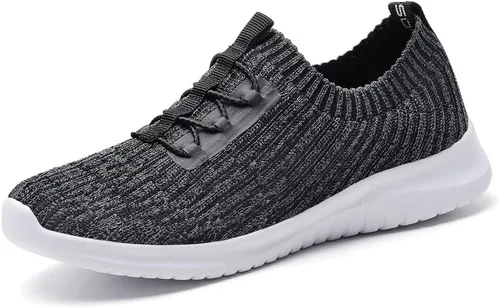 Vista 20 de TIOSEBON - Zapatos de caminar sin cordones para mujer, ligeros, casuales, para correr A/Todo Blanco