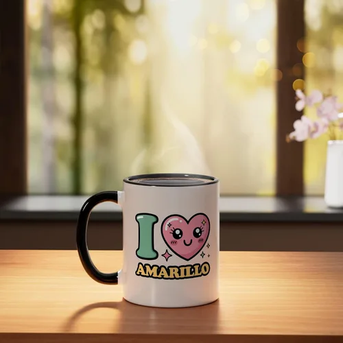 Vista 3 de I love Amarillo Ceramic Mug, Black/White
