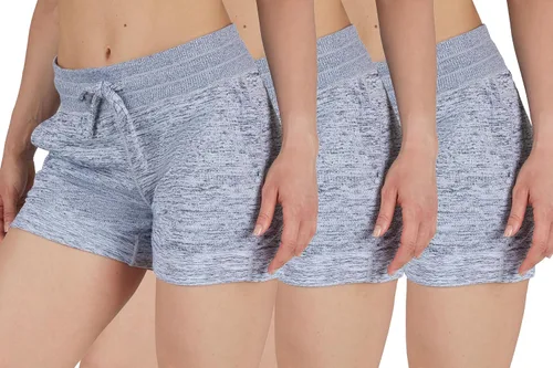 Vista 12 de 90 Degree By Reflex Shorts Suaves de Sudadera para Mujer de Cintura Alta con Cordón Ajustable para Descanso y con Bolsillos Paquete de 2 gris