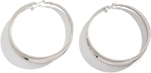 Vista 7 de Aretes de Aro Gruesos de Oro para Mujeres Exagerados Grandes Anchos Post Gruesos Aretes de Aro Minimalistas Pulidos 80MM Aretes de Declaración