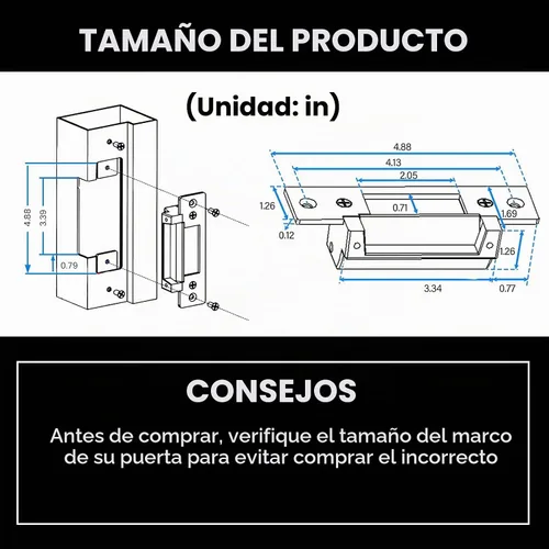 Vista 2 de Cerradura Eléctrica de Pestillo de Puerta de Servicio Pesado Estándar ANSI Mejorada 2025 para Sistema de Control de Acceso de Puerta