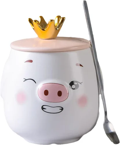 Vista 13 de Taza de globo de aire caliente con tapa, cuchara para niños, taza de leche de dibujos animados, taza 3D, taza de café de cerámica, taza de té