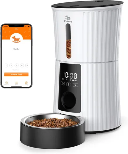 Vista 8 de Petory Comederos automáticos temporizados para gatos, dispensador programable de alimentos secos de 4 litros para gatos y perros pequeños