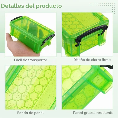 Vista 3 de Mini recipientes de almacenamiento de plástico con tapas de bloqueo, 6 cajas de plástico pequeñas de 5.4 x 3 x 2 pulgadas, cajas de colores surtidos