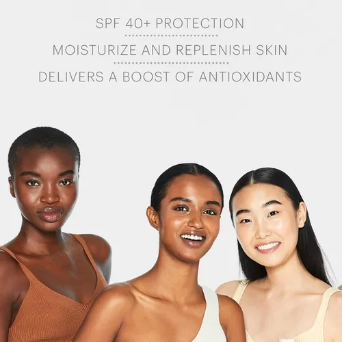 Vista 6 de Glo Skin Beauty SPF 40+ sin aceite, 1.7 onzas líquidas, protector solar mineral para cara con óxido de zinc, hidratante facial hidratante con ácido