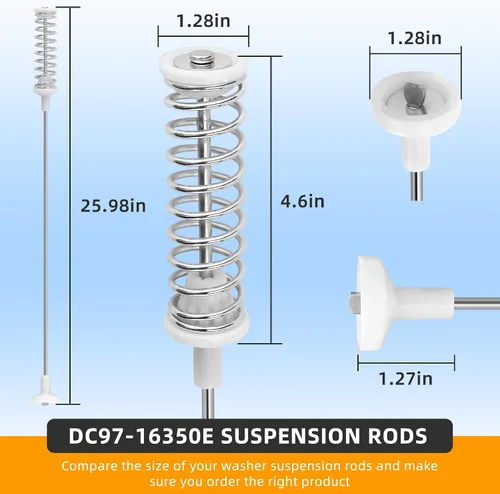 Vista 3 de ACTUALIZA WA50R5200AW/US, WA50R5400AV/US WA45H7000AW/A2 WA422PRHDWR/AA Barras de suspensión para lavadora Compatibles con Samsung WA45H7200AW Blanco