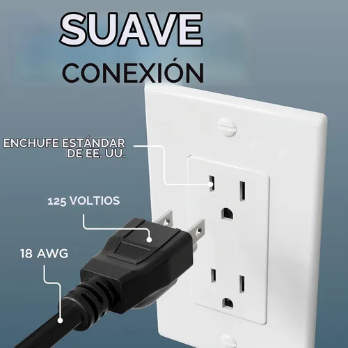 Vista 4 de Cable de alimentación de CA de 3 clavijas para computadora, médico, servidor y escritorio, cable de alimentación de 3 clavijas de 1 pie - Cable