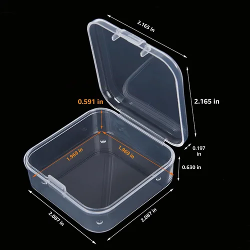 Vista 3 de Goodma 100 piezas de contenedores de almacenamiento de plástico transparente mini cuadrados con tapas con bisagras para artículos pequeños y otros