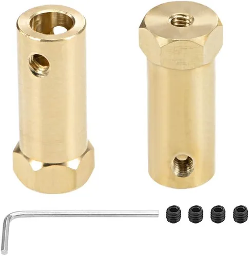 Vista 7 de uxcell Acoplador hexagonal de 0.118 in de diámetro del motor hexagonal de latón conector de acoplamiento para ruedas de coche, neumáticos, motor