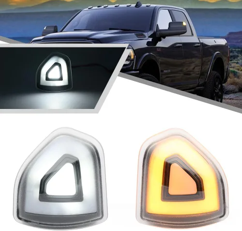 Vista 10 de 2 piezas de luz LED anaranjada para espejo y señal de giro para Dodge Ram 1500 2500 3500 4500 5500 2010-2018 Luz de señal de giro para espejo Lente