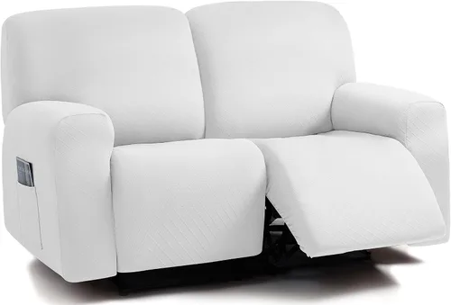 Vista 22 de ULTICOR Fundas para sofá reclinable de 8 piezas con diseño de jacquard cuadrado, fundas elásticas para sofá reclinable de 3 cojines, gruesas, suaves