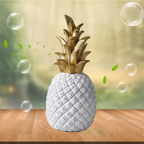 Vista 9 de Yardwe Figura de piña, adorno de fruta de resina artificial, decoración de frutas, decoración de fiesta de Hawaii, accesorios de fotografía