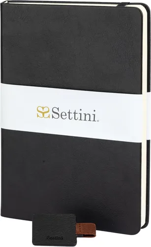 Vista 13 de SETTINI Cuaderno de diario para escribir, cuaderno de tapa dura de cuero vegano – Bucle para bolígrafo, bolsillos traseros y diseño plano, 120 GSM
